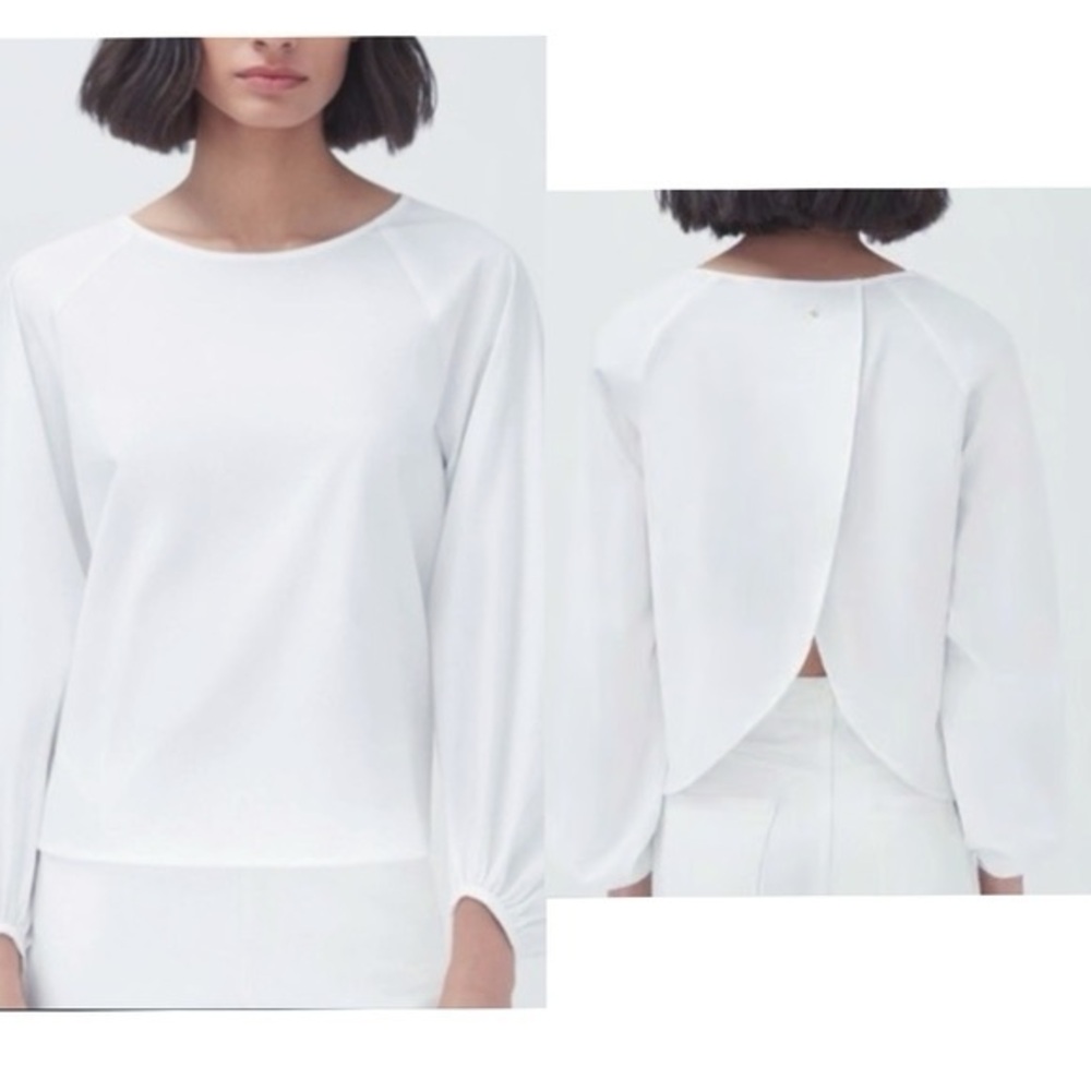 Cuyana Organic Cotton Poplin Open Back Blouse White Size S